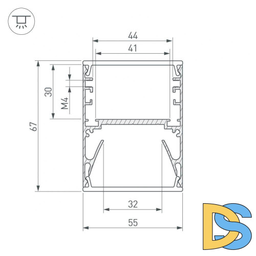 Профиль с экраном Arlight ALU-LINE-DUO-2000 ANOD+OPAL 024188