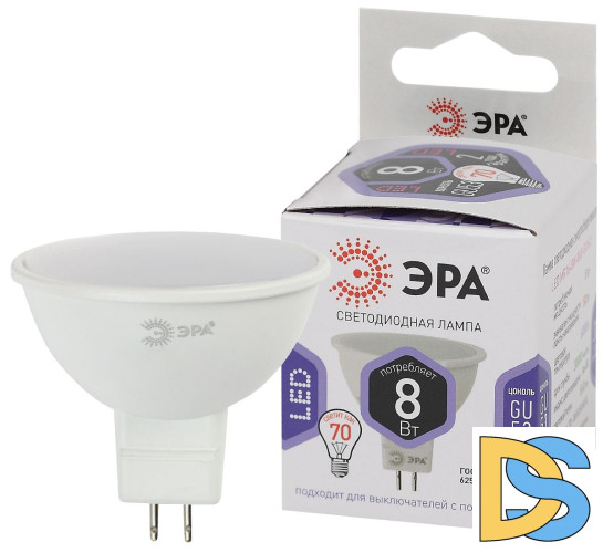 Лампа светодиодная Эра GU5.3 8W 6000K LED MR16-8W-860-GU5.3 Б0049071
