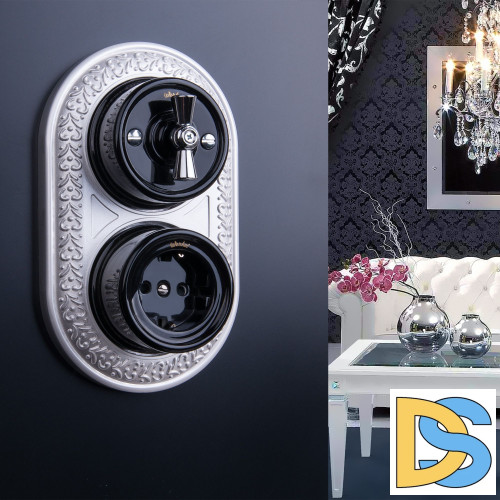 Выключатель на 4 положения двухклавишный Werkel (черный) Ретро W5620008