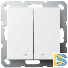 Выключатель двухклавишный перекрестный Jasmart со светодиодами с накладкой 10A 250V белый глянцевый G3023NW