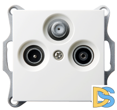 Розетка TV-FM-SAT Jasmart проходная с накладкой белый глянцевый G6207W