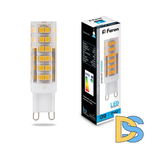 Лампа светодиодная Feron G9 7W 6400K Прямосторонняя Матовая LB-433 25768