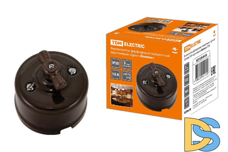 Выключатель фарфоровый поворотный с ручкой Болонь TDM Electric SQ1820-0410