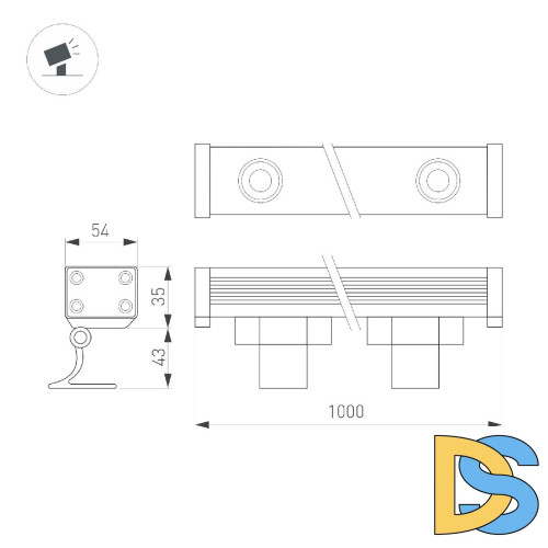 Линейный прожектор Arlight AR-LINE-1000-36W Warm3000 (GR, 15 deg, 230V) 045475