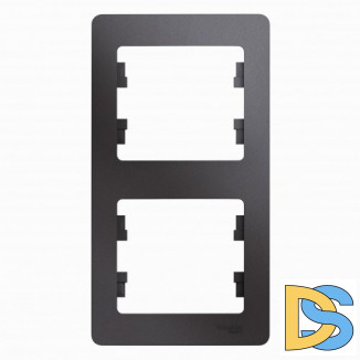 Рамка 2-ая (двойная) вертикальная, Графит, серия Glossa, Schneider Electric