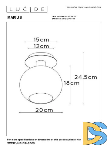 Потолочный светильник Lucide Marius 74114/01/30