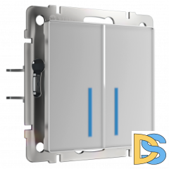 Сенсорный выключатель двухклавишный с подсветкой 1000 Вт (серебряный) W4520006