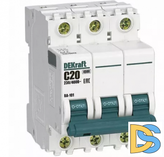 Автоматический выключатель DEKraft ВА-101 3P 20А 4.5кА, 11079DEK