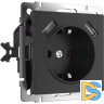 Розетка Werkel с заземлением, шторками и USBх2 черный матовый W1171508 4690389156915
