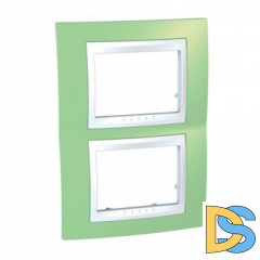 Рамка 2-ая (двойная) вертикальная, Зеленое яблоко/Белый, серия Unica, Schneider Electric