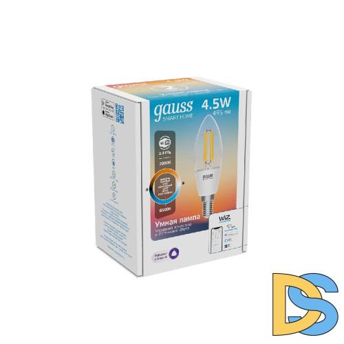 Лампа светодиодная диммируемая филаментная Gauss E14 4,5W 2000-6500K прозрачная 1250112