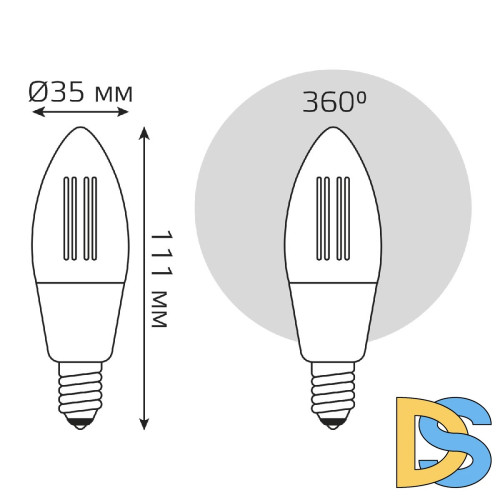 Лампа светодиодная диммируемая филаментная Gauss E14 4,5W 2000-6500K прозрачная 1250112