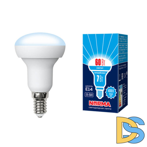Лампа светодиодная (UL-00003844) Volpe E14 7W 4000K матовая LED-R50-7W/NW/E14/FR/NR