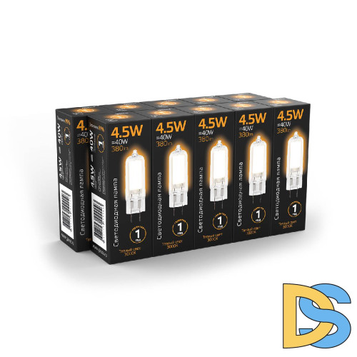 Лампа светодиодная Gauss G4 4.5W 3000K прозрачная 107807104