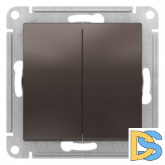 Выключатель 2-клавишный, Мокко, серия Atlas Design, Schneider Electric