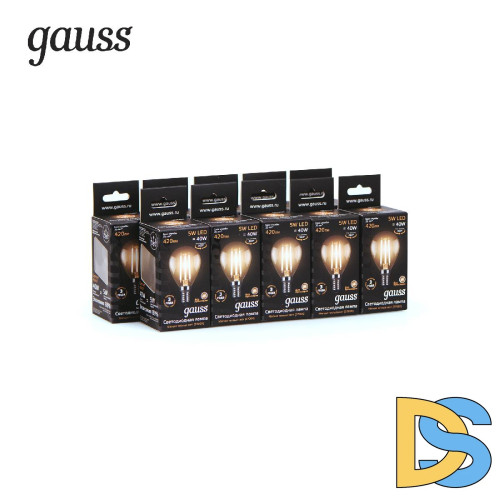 Лампа светодиодная филаментная Gauss E14 5W 2700K прозрачная 105801105