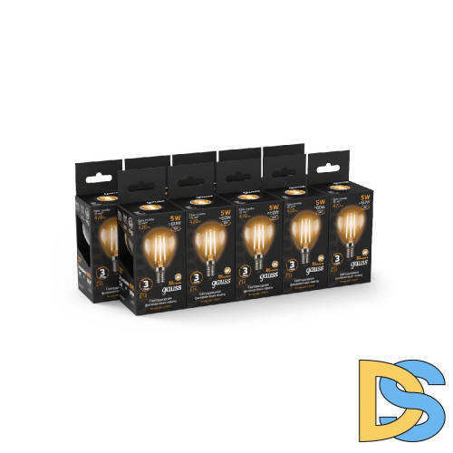 Лампа светодиодная филаментная Gauss E14 5W 2700K прозрачная 105801105