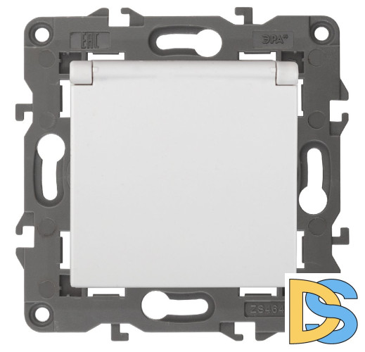 Розетка 2P+E Schuko со шторками с крышкой Эра 14-2103-01 Б0034278