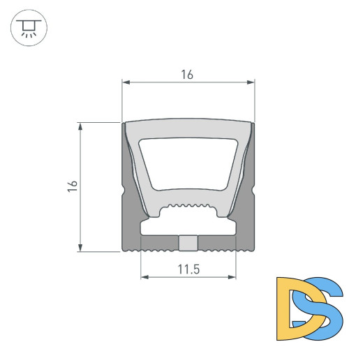 Силиконовый профиль Arlight WPH-FLEX-1616-TOP-S11-5m BLACK 045759