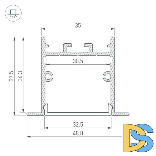Алюминиевый профиль Arlight SL-LINIA49S-F-2000 ANOD BLACK 039389