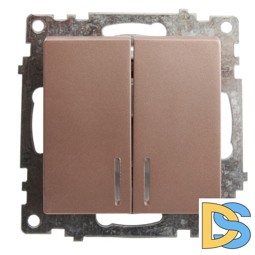 Выключатель 2-клавишный c индикатором Stekker Катрин 39593