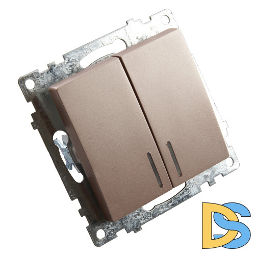 Выключатель 2-клавишный c индикатором Stekker Катрин 39593