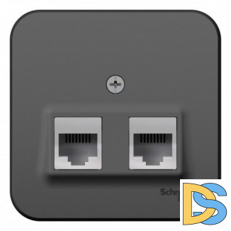 Розетка 2-ая ТЛФ/КОМП, RJ45+RJ11, кат.5E, изолир пластина Schneider Blanca Антрацит