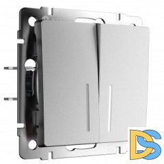 Выключатель двухклавишный с подсветкой (серебряный матовый) W1120165