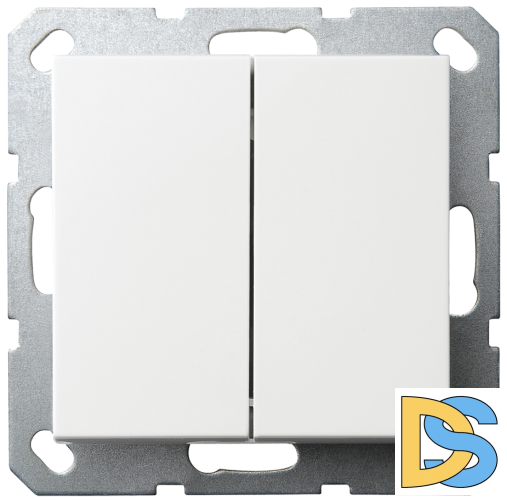 Выключатель двухклавишный проходной Jasmart с накладкой 10A 250V белый глянцевый G3022W