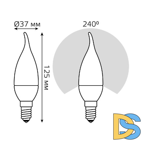 Лампа светодиодная Gauss E14 5,5W 3000К свеча на ветру матовая 1034116