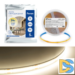 Светодиодная лента Feron LS530 512SMD 12Вт/м 24В 3000К IP20 48970