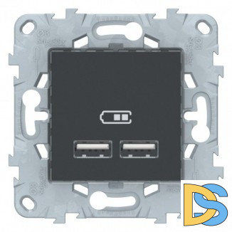 Розетка USB 2-ая (для подзарядки), Антрацит, серия Unica New, Schneider Electric