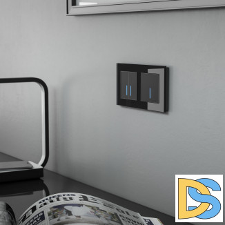 Сенсорный выключатель двухклавишный с подсветкой 1000 Вт (черный матовый) W4520008