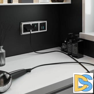 Сенсорный выключатель двухклавишный с подсветкой 1000 Вт (черный матовый) W4520008