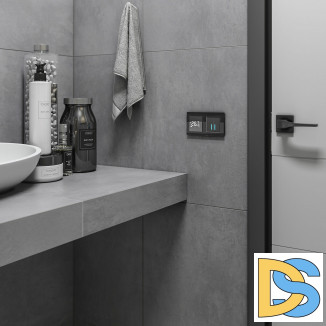 Сенсорный выключатель двухклавишный с подсветкой 1000 Вт (черный матовый) W4520008