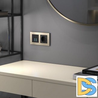 Сенсорный выключатель двухклавишный с подсветкой 1000 Вт (черный матовый) W4520008