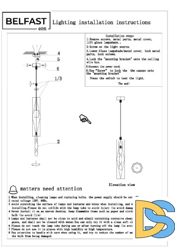 Подвесной светильник Belfast Howard D3312-1 GL GR
