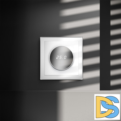 Терморегулятор электронный VOLTUM S70 с индикацией и датчиком, для теплого пола, (белый глянцевый)