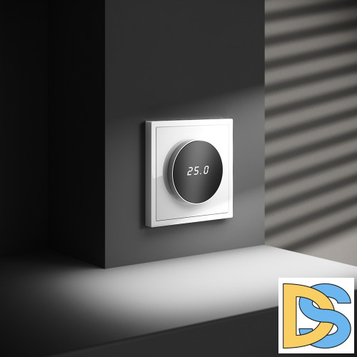 Терморегулятор электронный VOLTUM S70 с индикацией и датчиком, для теплого пола, (белый глянцевый)