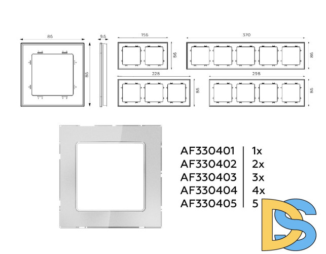 Рамка пятиместная Ambrella Volt Platos AF330405