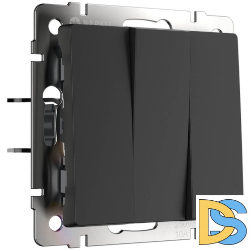 Выключатель трехклавишный Werkel черный матовый W1130008 4690389156755