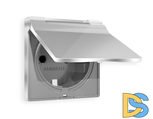 Лицевая панель для розетки с/з со шторками и крышкой Ambrella Volt Alfa AP4080