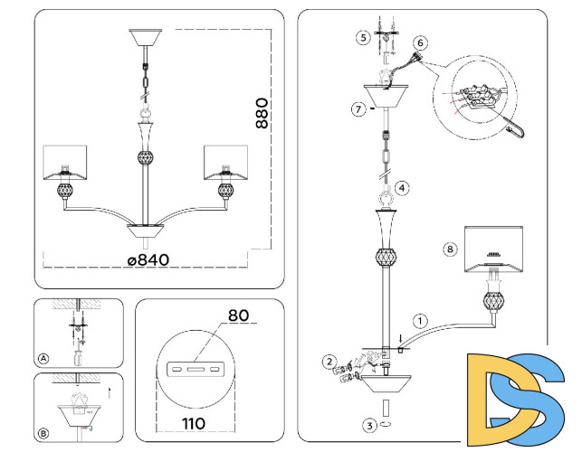 Подвесная люстра Ambrella Light High Light Classic LH71123