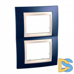 Рамка 2-ая (двойная) вертикальная, Индиго/Бежевый, серия Unica, Schneider Electric