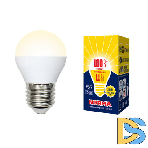 Лампа светодиодная (UL-00003835) Volpe E27 11W 3000K матовая LED-G45-11W/WW/E27/FR/NR