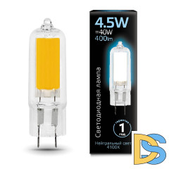 Лампа светодиодная Gauss G4 4.5W 4100K прозрачная 107807204