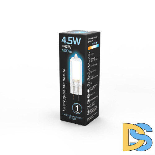 Лампа светодиодная Gauss G4 4.5W 4100K прозрачная 107807204