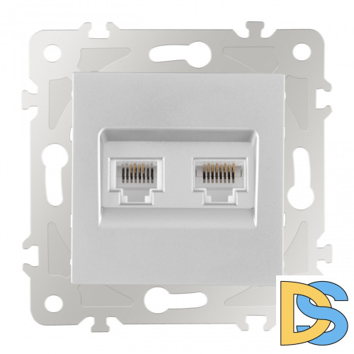 Розетка телефонная RJ11 + компьютерная RJ45 Arte Milano 203.44-1.silver