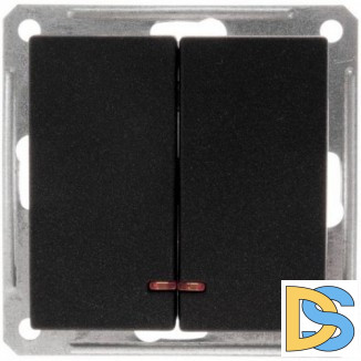Выключатель 2-клавишный, с подсветкой, Черный бархат, серия Wessen 59, Schneider Electric