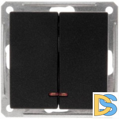 Выключатель 2-клавишный, с подсветкой, Черный бархат, серия Wessen 59, Schneider Electric